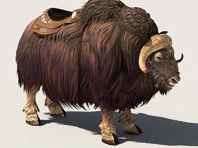 Musk Ox Featuring Saddle Long Shaggy Fur And Curved Horns 3d model