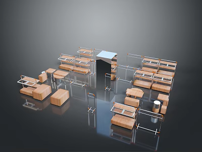 Modern Sofa Coffee Table Combination With Modular Design And Wooden Frames 3d model