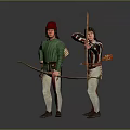 Medieval Style Clothing With Archery Bow And Leather Arrow Quiver