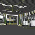 Modern High Tech Exhibition Hall With Screens Reception Desk And Lighting Design