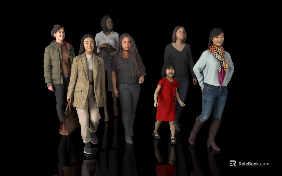 Diverse Group Of Women With Different Ages Ethnicities And Clothing Styles Standing Together 3d model 