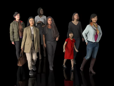 Diverse Group Of Women With Different Ages Ethnicities And Clothing Styles Standing Together 3d model