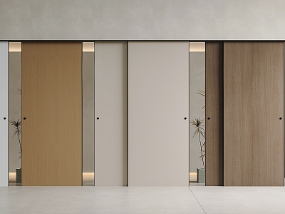 Modern Solid Wood Sliding Door Sliding Door Invisible Track Door Sliding Door Sliding Door Hanging Rail Sliding Door Barn Door model