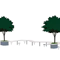 Modern Tree Planter Design With Lush Green Trees And Attached Seating 3d model