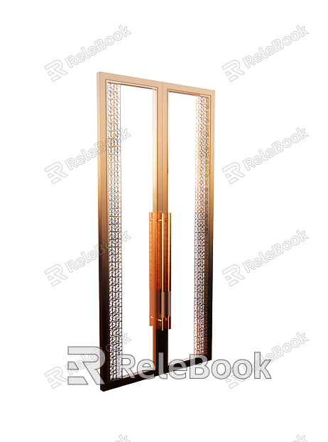 New Chinese style double door double open copper door model