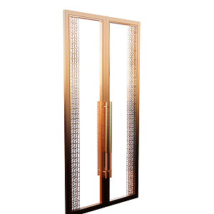 New Chinese style double door double open copper door 3d model