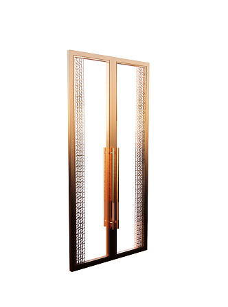 New Chinese style double door double open copper door 3d model