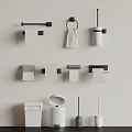 Modern Bathroom Accessories Including Toilet Paper Holder Towel Ring Trash Can And Brush Holder