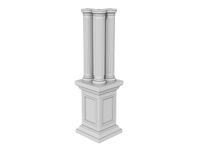 Elegant Classical Roman Columns with Intricate Design and Sturdy Pedestal Base 3d model