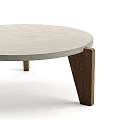 Modern Round Coffee Table With Light Colored Surface And Wooden Legs 3d model