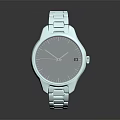 Blue Modern Watch With Round Dial And Metal Bracelet Reflective Surface