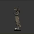 Bronze Man Statue With Intricate Headdress Holding Decorative Elements And Ornate Robes On Detailed Pedestal