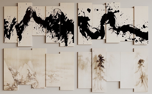 New Chinese Hanging Paintings 3d model