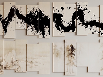 New Chinese Hanging Paintings 3d model