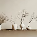 Decorative White Ceramic Vases With Dried Branches For Modern Home Interior