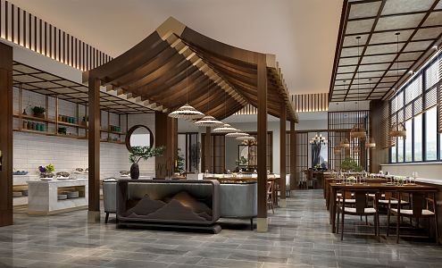 New Chinese Restaurant Hotel Restaurant 3d model