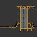 Yellow Multi functional Fitness Training Equipment With Bench And Weight Plates