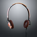 Stylish Wired Over Ear Headphones With Brown Ear Cushions And Orange Accents