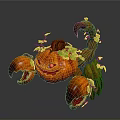 Halloween Decorative Scorpion Figure With Carved Pumpkin Body And Green Vines