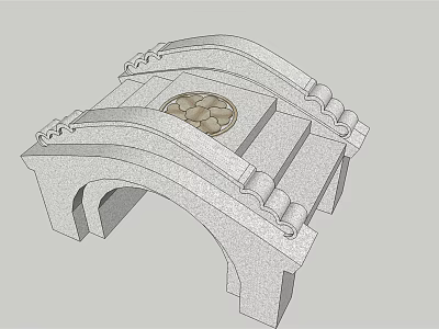 Traditional Stone Arch Bridge With Ornate Decorative Elements And Circular Center 3d model
