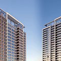Modern High Rise Building Exterior With Glass Windows And Balconies Design