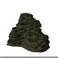 Large Rock Formation With Green Moss Covered Surface Texture And Human Figure 3d model