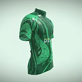 Green Short Sleeve Cycling Jersey With Pattern Design And Cycling Text