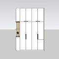 Modern White Wardrobe With Multiple Doors And Side Shelf Featuring Small Plant 3d model