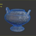 Ancient Terracotta Vessel With Two Handles Pedestal Base And Weathered Brownish Surface