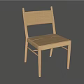 Simple Wooden Dining Chair With Woven Seat And Backrest Design 3d model