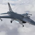 Two Seater Fighter Jet Flying In Cloudy Sky With Mounted Weapons And Extended Landing Gear 3d model