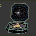 Open Octagonal Box with Starry Sky Interior and Golden Compass Design 3d model