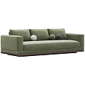 Modern Three Seater Sofas Light Gray Green and Dark Gray with Round Cushions Wooden Legs