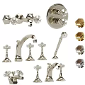 Vintage Bathroom Faucet Collection With Decorative Handles And Metallic Knob Parts