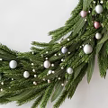 Green Foliage Wreath Wall Decor with White Gray Balls and Leaves