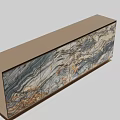Elegant Modern Entryway Console Cabinet With Gray White Marble Texture And Gold Accents