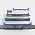 Chinese-style Eaves Ancient Building Eaves Tiles Roof Ridges Roof Cornice Line Building Components 3d model