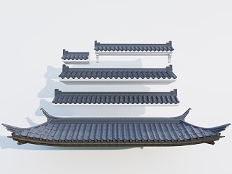 Chinese-style Eaves Ancient Building Eaves Tiles Roof Ridges Roof Cornice Line Building Components 3d model