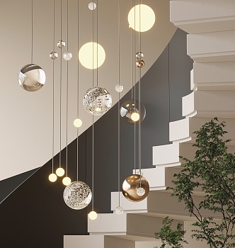 Stairwell chandelier 3d model