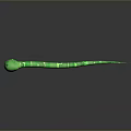 Green Bio Inspired Snake Themed Decorative Figurine With Elongated Body And Glossy Patterns