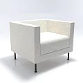 Modern Light Colored Fabric Single Sofa With Square Arms And Black Legs 3d model