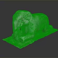 Artistic Stone Elephant Sculpture in Reclining Position on Textured Stone Base