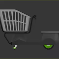 Gray Shopping Scooter With White Basket And Green Wheels For Grocery Use