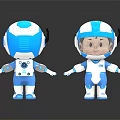 Blue And White Robot And Humanoid Creature Holding Hands With Astronaut Suit Design Toy Models
