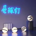 Stylish Moon Globe Decorative Lights With Neon Blue Accent For Modern Home Decor