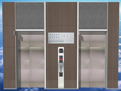 Elevator Hallway Modern Interior Design With Metal Doors And Control Panel 3d model