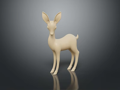 Minimalist Ivory White Deer Figurine Decorative Sculpture With Dark Background Reflection 3d model