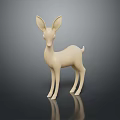 Minimalist Ivory White Deer Figurine Decorative Sculpture With Dark Background Reflection
