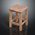 Rustic Solid Wood Stool With Simple Design And Square Seat Legs