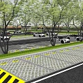 Eco friendly Parking Lot With Trees Parked Cars And Permeable Pavement